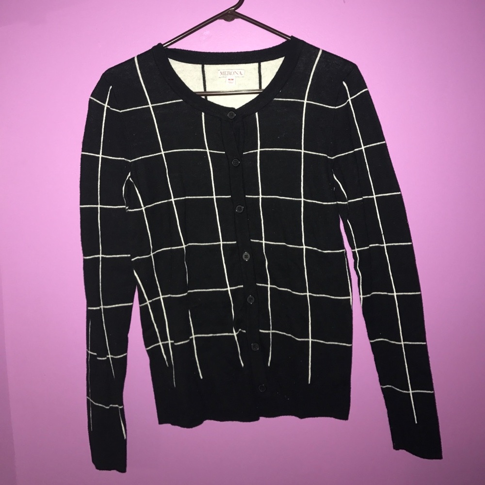 Black & White Soft Cardigan Sweater